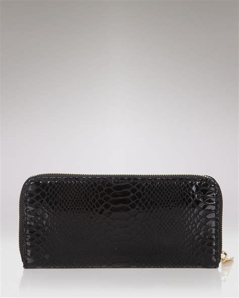 michael kors black patent python embossed leather wallet